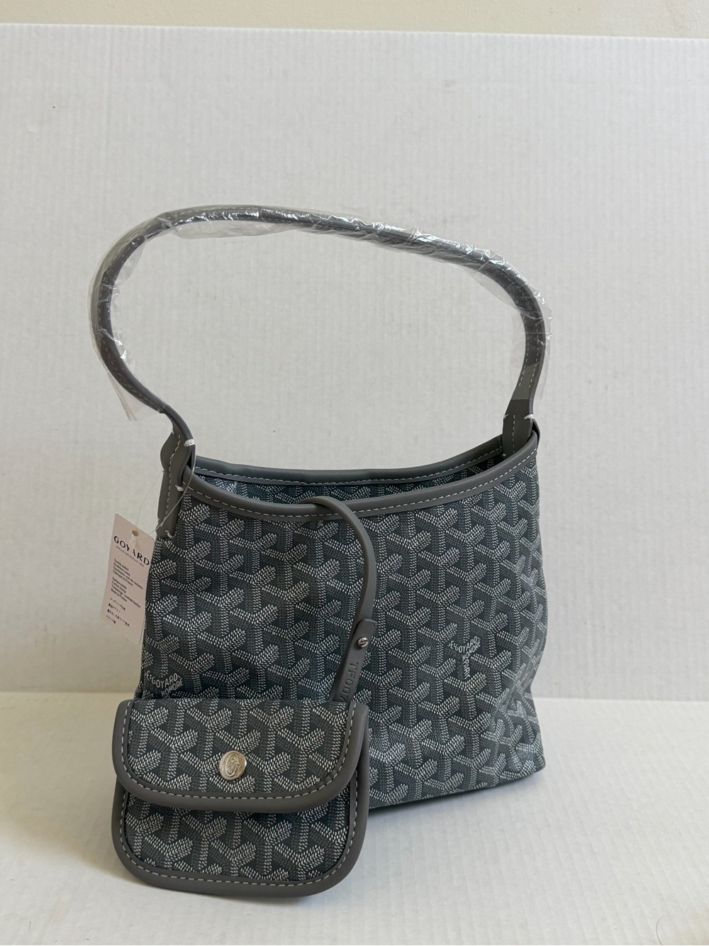 Gray Patterned Shoulder Bag with Coin Pouch - Women Bags